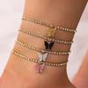 Joyería Caliente Transfronteriza ins Moda Popular Cadena de Garra Pulsera Brillante Adornos para Pies Combinación de Mariposas de Diamantes Completos Tobillera de 4 piezas