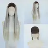 Peluca de encaje frontal estilo europeo y americano transfronteriza, se puede peinar libremente, cabello lacio largo degradado, cobertura completa de la cabeza, en stock de fábrica