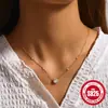 Collar de plata de ley S925 con estrella de circón clásico incrustado Cadena para la clavícula de uso diario, diseño de nicho de lujo ligero, popular en internet japonés y coreano