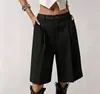 Roupas femininas transfronteiriças europeias e americanas, shorts de terno simples de cor sólida, moda de verão versátil elegante para o trabalho casual, shorts soltos de comprimento até o joelho