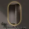 Espelho inteligente de banheiro oval com moldura de alumínio, espelho com iluminação LED, espelho de parede para toucador para o banheiro, disponível para vendas transfronteiriças e personalizável