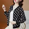 Novedad de verano, ropa de protección solar de manga larga de gasa de talla grande para mujer, camisa con aire acondicionado, abrigo corto informal para mujer, traje de béisbol, camisa con protección solar