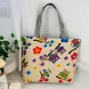 Bolso de Hombro Nuevo Estampado, Gran Capacidad, Bolso de Mano Tipo Tote Estilo Coreano para Mujer, Bolso de Lona con Tela Floral Artística para Estudiante