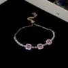 Pulsera de Flor con Circonita Cúbica Rosa Padparadscha Estilo Coreano Pulsera Delicada Femenina Joyería de Nicho de Alta Gama para Mujeres