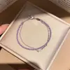 Galáxia Névoa Roxa~Pulseira com Pingente de Flor de Zircônia Gota d'Água Estilo Minimalista Coreano Ins Pulseira Joia de Luxo Leve de Alta Qualidade