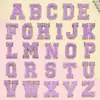 Parches Bordados de Toalla con Letras en Inglés de Venta Caliente en Stock en Morado Taro Chenilla Autoadhesivos Decorativos DIY
