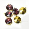 Boutique anillos dobles simétricos accesorios de diamantes de imitación 12 mm dorado fondo puntiagudo cuadrado gordo Cristal Diamante Moda Accesorios de joyería