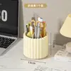 Porta-canetas de armazenamento de artigos de higiene pessoal para casa, tubo de armazenamento de cosméticos, caixa de armazenamento de skincare rotativa à prova de poeira para penteadeira