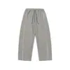 Calça de Moletom Patchwork da Marca Tendência Rumei para Homens, Tamanho Grande Solta de Perna Reta, Calça Casual de Perna Larga Extra Grande Comprimento Total