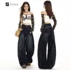 Jeans Anchos de Pierna Estilo Retro Americano High Street para Mujer 2026 Estilo Delgado Sentido del Diseño Petite Sueltos tipo Plátano Baggy Pantalones de Largo Completo
