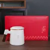 Taza de Agua Color Jade con Separación de Té y Agua, Taza de Oficina, Taza Cerámica para Preparar Té, Taza Personalizada, Porcelana Blanca de Gran Capacidad