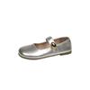 Mules plateadas retro de punta con tapa para mujer para verano 2025 Nuevo estilo zapatillas perezosas sin cordones con sandalias de falda