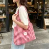 Bolsa Colete Xadrez Fresca e Simples Estilo Coreano, Leve e de Grande Capacidade, Adequada para Estudantes Indo para as Aulas e para o Trabalho, Bolsa de Mão Portátil para Mulheres