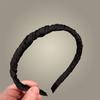Diadema de Satén Plisado de Alta Calidad para Mujer con Corona Alta, Diadema de Borde Ancho Forrada en Tela, Accesorio para el Cabello