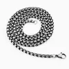 Colar de pérola quadrado preto retrô da moda personalidade corrente quadrada de pérola de aço inoxidável 4,0 mm corrente única corrente de combinação atacado