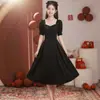 Elegante Vestido Rojo para Brindis de la Novia, Adecuado para Uso Diario, Vestido de Compromiso Estilo Francés para Novias Bajitas, Banquete de Regreso a Casa