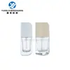 En stock al por mayor botella de vidrio de 30 ml para crema BB botella para cuidado de la piel botella con dispensador de agua de esencia forma de botella cuadrada plana líquido de base dividido en botellas