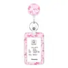 Porta-Crachá com Estampa de Laços Rosa e Fivela Retrátil de Fácil Puxar, Crachá de Funcionário, Placa de Identificação com Nome, Conjunto de Cartão de Acesso para Ônibus