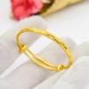 Pulsera para Niños Chapada en Oro, Brazalete de Empuje y Tirón, Anillo Liso Suave, Barriga Redonda, Infantil, Estilo Étnico