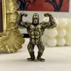 Modelo Fitness Gorila Latão Puro Rei Kong Vigoroso Enfeites de Mesa Peças de Cobre Antigo Portáteis Brinquedos Colecionáveis