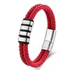 Joyería Transfronteriza Nuevo Artículo Más Vendido Pulsera Trenzada de Cuero Negro para Hombre Europea y Americana Pulsera Personalizada con Grabado DIY para Hombre