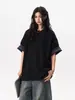 Camiseta Estilo Americano Color-Blocking Falsa Duas Peças Gola Redonda para Homens e Mulheres, Verão Solta Casual Cleanfit Versátil Manga Curta Ins Top
