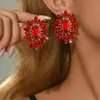 Brincos de Flor Exquisitos da Moda Europeia e Americana, Brincos de Girassol Luxuosos com Cristais Incrustados, Brincos de Liga de Vidro para Mulheres