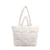 Bolso de Mujer Comercio Exterior Nuevo Bolso de Plumas Ropa de Algodón Bolso de Mujer Simple Bolsa Espacial Color Sólido Suave Cuadros Relleno Bolso de Hombro de Mano