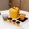 Regalo de Empresa Juego de Té de Viaje Taza Rápida Una Tetera Tres Tazas Gaiwan Portátil Juego Pequeño Set Kung Fu de Alta Gama para Exteriores