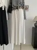 KEKEZOON Estilo Coreano Color Sólido Caída Casual Pantalón Falda Pierna Ancha Mujer Cintura Alta Adelgazante Pantalón Largo con Cinturón Moderno 9115