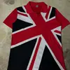 Camiseta de Verano con Estampado de Bandera Union Jack Estilo Ins Transfronterizo Europeo y Americano Nuevo Estilo Rojo Clásico Versátil Diseño de Cuello Polo