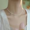 NK-188 Cadena de Perlas de Vidrio Extremadamente Fina 2/3 mm Chapada en Oro Real Collar Corto para Mujer Nuevo Explosión de Celebridades de Internet