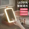 Espejo de Maquillaje LED con Patrón de Cocodrilo Transfronterizo Caja de Almacenamiento de Cosméticos Multifuncional de Gran Capacidad Espejo Portátil de Luz Tricolor