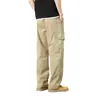 Overoles Talla Grande para Hombre Primavera y Otoño Marca de Moda Pierna Ancha Pantalones Casuales Pierna Ancha Verde Militar Pantalones Talla Grande
