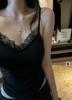 Camisola de Encaje con Costuras de Color Sólido para Interior Versátil Estilo Coreano Elegante Dulce Top de Otoño e Invierno para Mujer G986