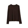 [Oufan] Camiseta Clássica de Manga Longa com Gola Redonda no Ombro Direito em 10 Cores Feminina Outono e Inverno Camiseta de Base Camiseta Top Interno 3155