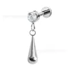 Aleación de Titanio F136 Accesorios de Zirconia Barbell Clavos para Hélice de la Oreja Moda Tendencia Simple Versátil Hombres y Mujeres con Pendientes Colgantes