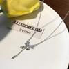 Collar ligero de lujo con borlas de diamantes de imitación y lazo con estrella para mujer, nuevo nicho, elegante, de alta gama, con sentido cibernético, cadena de clavícula de celebridad.