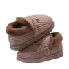 Zapatos de Algodón Cálidos Impermeables con Suela Gruesa de Felpa para Parejas de Invierno para el Hogar, Zapatillas de Algodón para Mujer y Hombre con Talón Cubierto