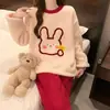 [Colección] Pijamas de otoño e invierno para mujer, cálido conjunto de franela de manga larga de forro polar de coral, ropa de estar linda y elegante