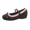 Sapatos Mary Jane Doces Femininos de Boca Rasa com Salto Escondido, Design de Laço, Novo Estilo Retrô Primavera 2026, Color-Blocking, Adequados para Vestidos