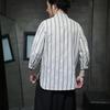 Camisa Rayada de Manga Media Estilo Chino para Hombre Moda 2024 Casual Talla Extra Estilo Chino Retro Camisa de Siete Mangas Rayada para Hombre