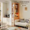 Estantería de esquina de madera maciza, mueble de almacenamiento independiente integrado en la pared para sala de estar, mueble lateral, estantería estrecha