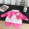 Ropa Infantil para Niña Primavera y Otoño con Cuello de Encaje Floral 3D Estilo Princesa Nuevo Conjunto de Ropa para Niña Pequeña