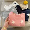 Camiseta casual de manga larga para niños, nuevo estilo primavera y otoño 2026 con estampado de estrellas para niños y niñas, camiseta básica para bebé, holgada y elegante