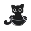Broche de Gato Negro Divertido de Dibujos Animados Gatito Negro Elegante Gato Lindo Líquido Gato Negro Aleación Accesorios para Bolsos