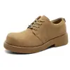 Sapatos Masculinos de Cano Baixo com Solado Grosso, Estilo Retrô Quatro Estações, Sapatos Derby Casuais para Uso Externo e Trabalho, Sapatos Tendência com Biqueira Larga, Tamanho Grande
