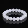 Pulseira Premium de Ágata Branca Natural com Contas de Ágata Congelada Lichia, Pulseira de Círculo Único com Contas Redondas Delicadas e Lisas, Pulseira Colecionável, Acessório para Casal