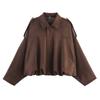 Chaqueta bomber con solapa y textura de ante informal para mujer, estilo europeo y americano, primavera y otoño 2025, 9 colores, venta al por mayor, B88824