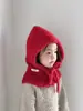 Comercio Exterior Sombrero y Bufanda Todo en Uno para Niños Estilo Nuevo Otoño e Invierno Anti-Calor y Cortavientos Sombrero con Protección para Orejas de Bebé Sombrero tipo Pullover Transfronterizo